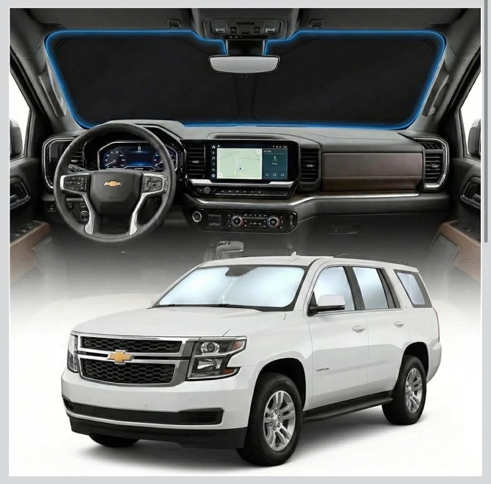 Windshield Sun Shade for Chevy Tahoe Custom Fit UV Reflective Folding